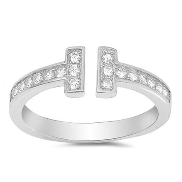 Tiffany 'T' inspired ring by Charmed Aroma, 925 Sterling Silver - Picture 1 of 5